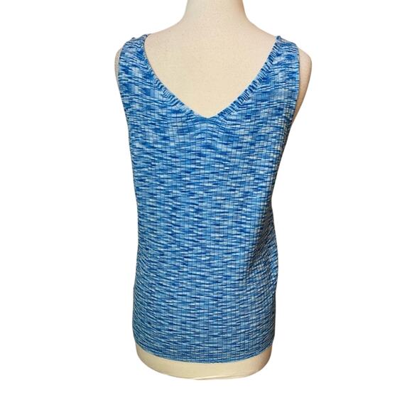 Nine West NWT Women's L Boho Beach Ribbed Knit V Front Back Tank Top Chic - Picture 3 of 10